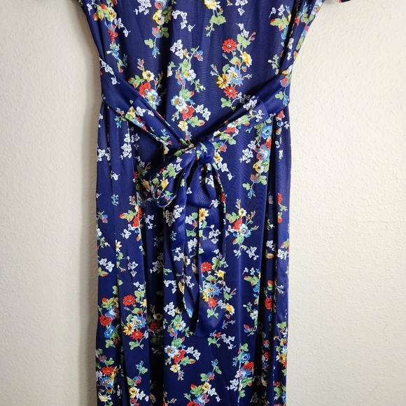 Floral Short Sleeve Tie Waist Maxi Dress-Size M - Picture 10 of 10